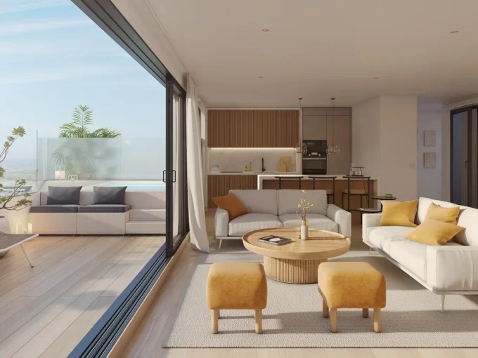 Living room from one of the penthouses in the off plan development Fuengirola